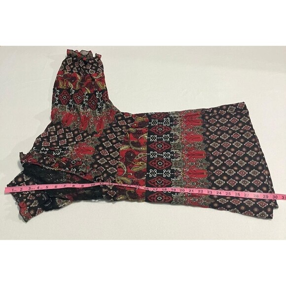 New Directions Women's 3X Spanish Goth Floral Boho Peasant Top Red Black Lace - Picture 7 of 8